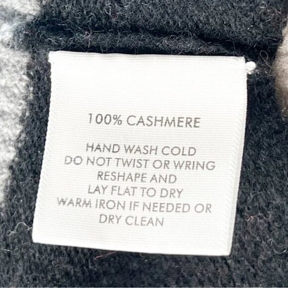 White + Warren Cashmere Sweater Women's Size XS Gray Black Colorblock Crew Neck - Picture 6 of 10